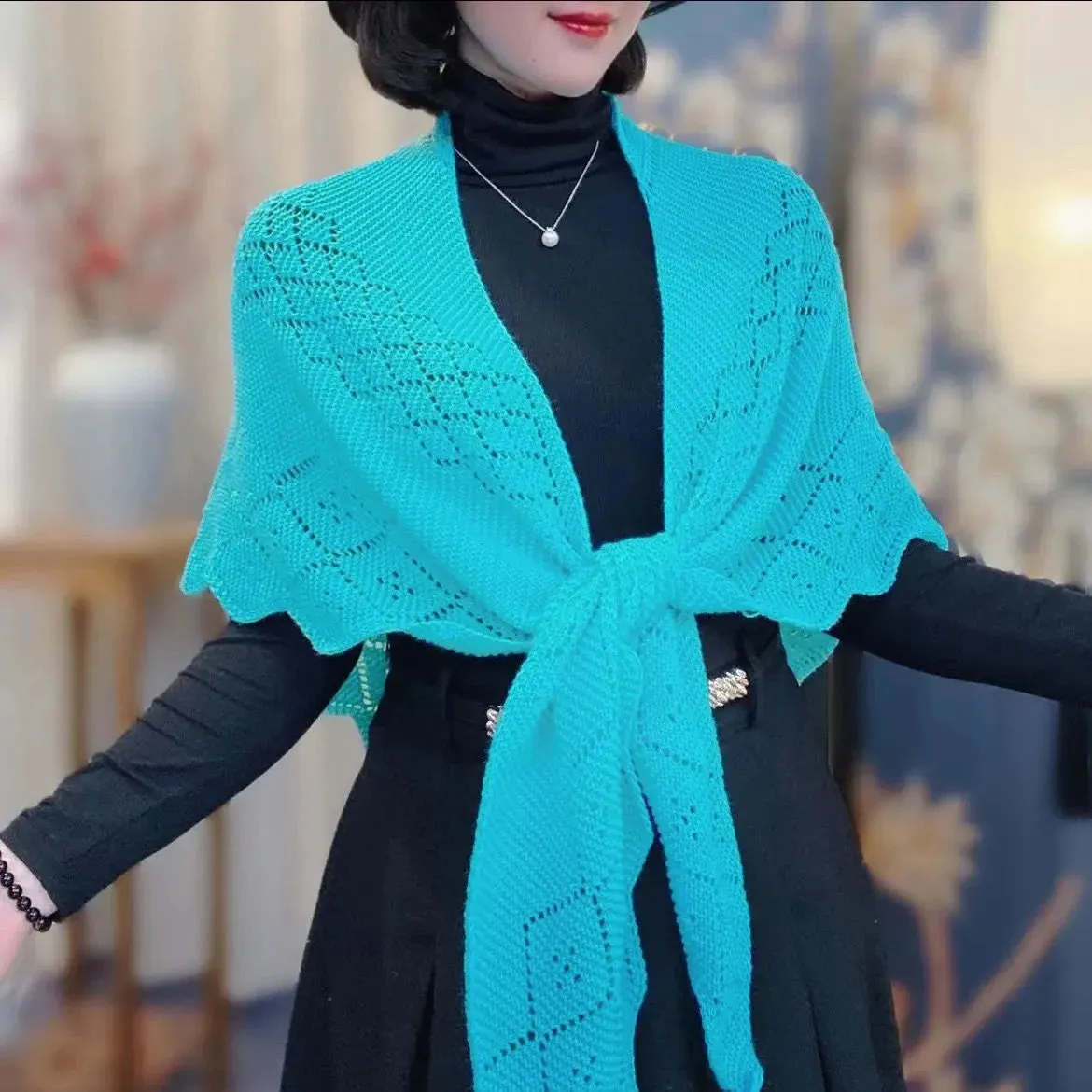 Knitted Hollow Out Shawl Wrap