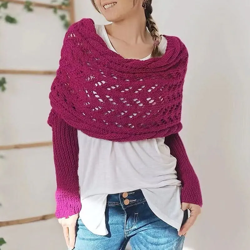 Knitted Long Sleeve Shawl for Women