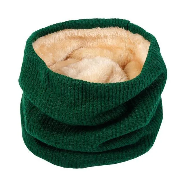 Knitted Neck Warmer with Faux Fur Lining