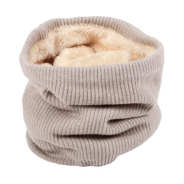 Knitted Neck Warmer with Faux Fur Lining