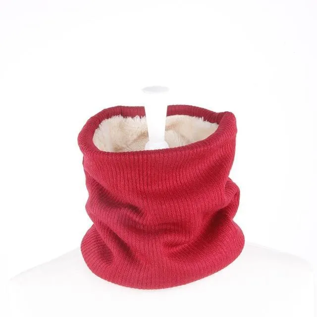 Knitted Neck Warmer with Faux Fur Lining