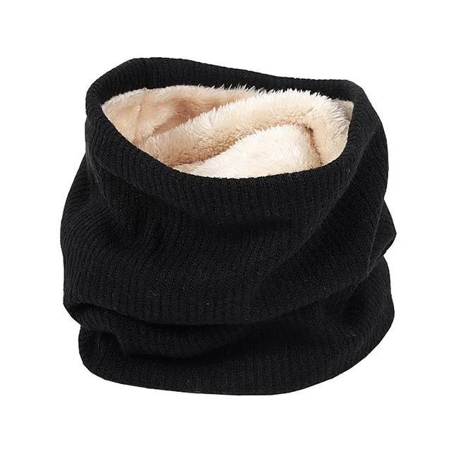 Knitted Neck Warmer with Faux Fur Lining