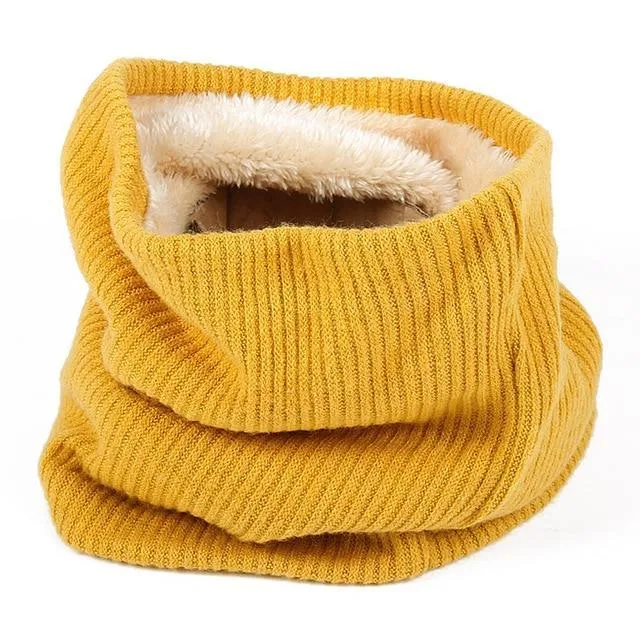 Knitted Neck Warmer with Faux Fur Lining