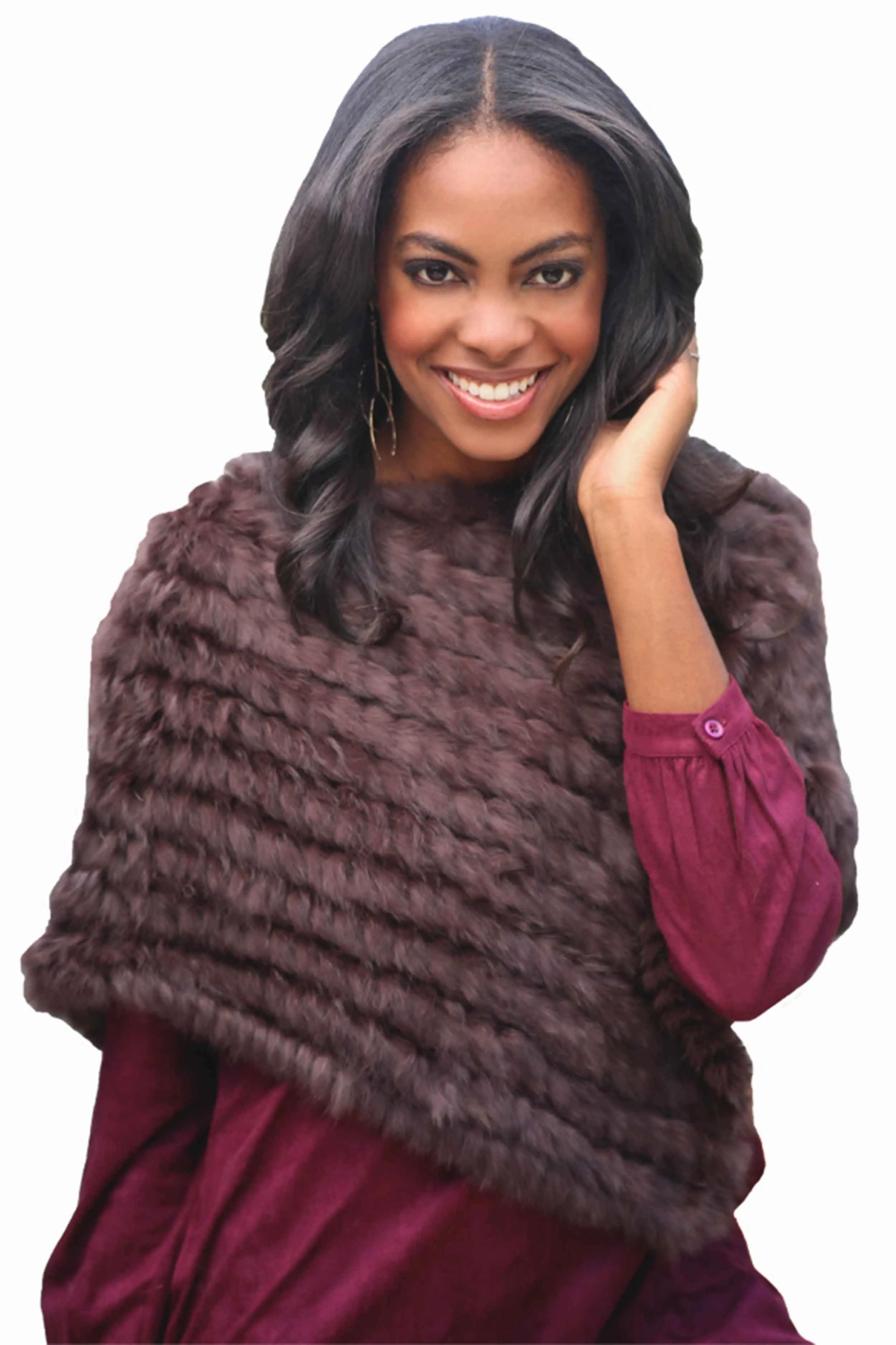 Knitted Rabbit Fur Poncho