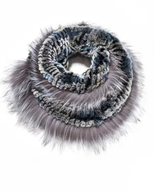 Knitted Rabbit Infinity Scarf with Fox Trim