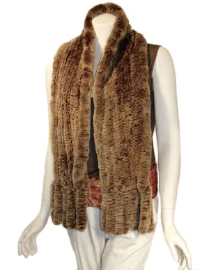 KNITTED REX RABBIT FUR SCARF