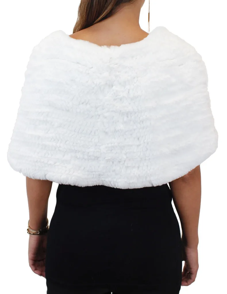 KNITTED REX RABBIT FUR STOLE