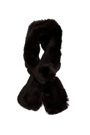 Knitted Rex Rabbit Pull-Though Scarves-Flower Detail