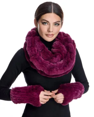 Knitted Rex Rabbit scarf and Gloves Set