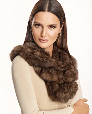 Knitted Sable Section Infinity Scarf