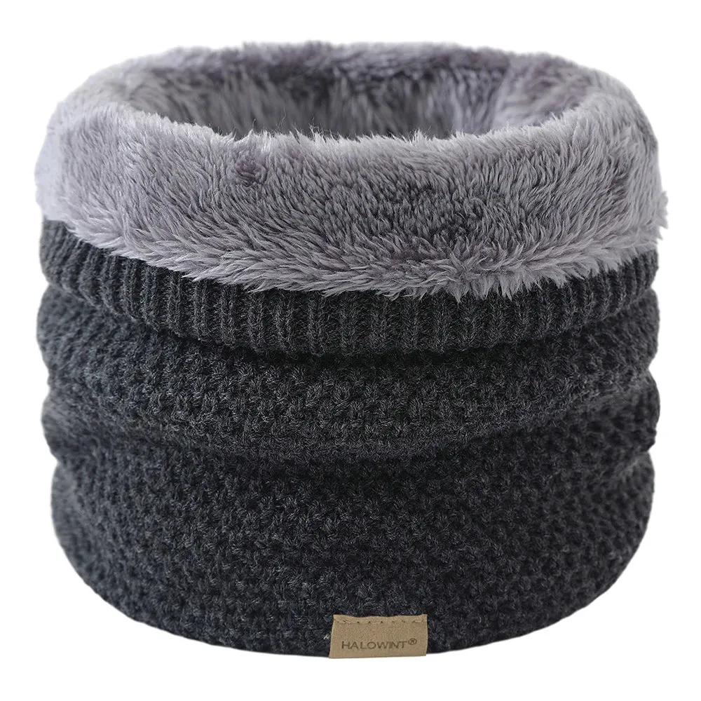 Knitted Scarf Winter Warm Snood Scarves Solid Thicken Wool Fur Neck Warmer Unisex Men Neck Scarfs Ring Female Pullover Scarf