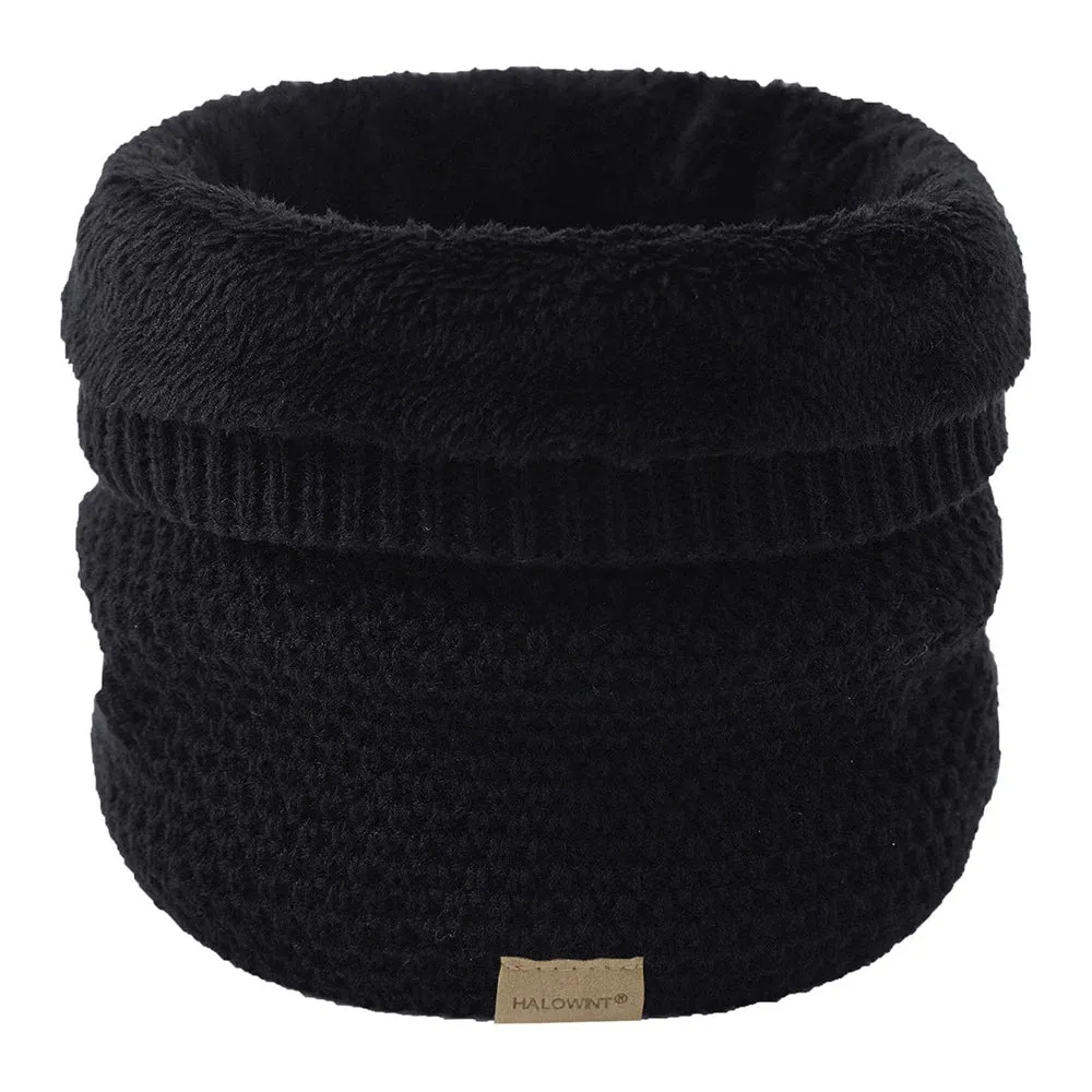 Knitted Scarf Winter Warm Snood Scarves Solid Thicken Wool Fur Neck Warmer Unisex Men Neck Scarfs Ring Female Pullover Scarf