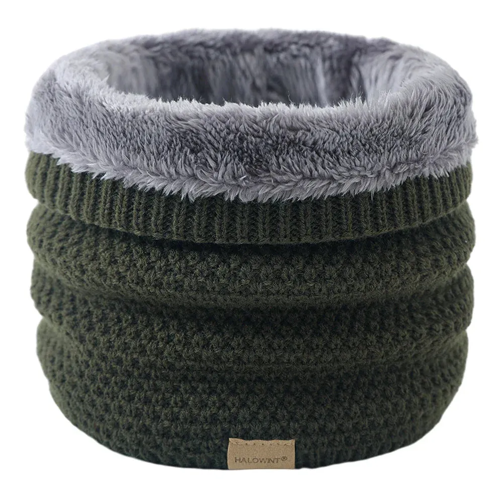 Knitted Scarf Winter Warm Snood Scarves Solid Thicken Wool Fur Neck Warmer Unisex Men Neck Scarfs Ring Female Pullover Scarf