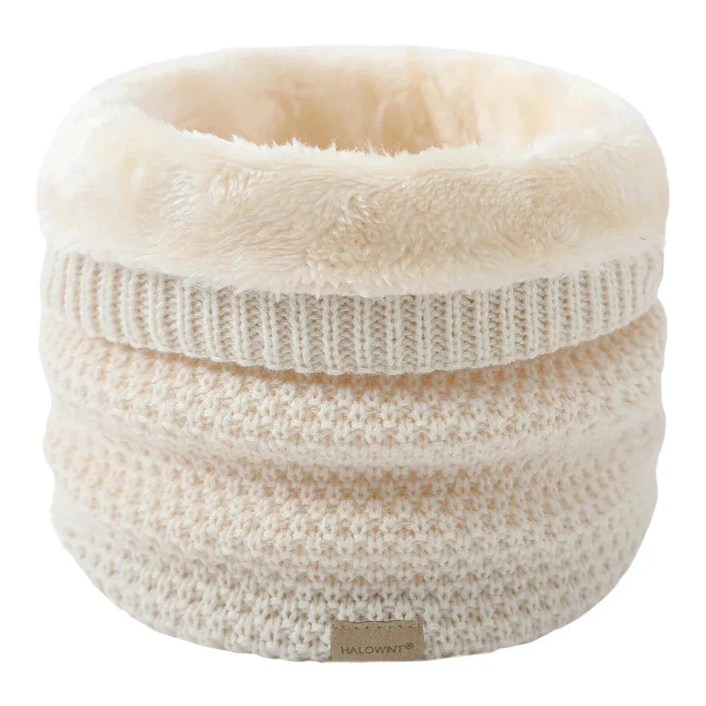 Knitted Scarf Winter Warm Snood Scarves Solid Thicken Wool Fur Neck Warmer Unisex Men Neck Scarfs Ring Female Pullover Scarf