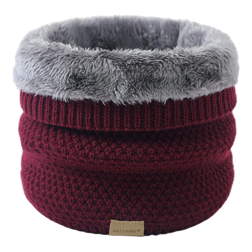 Knitted Scarf Winter Warm Snood Scarves Solid Thicken Wool Fur Neck Warmer Unisex Men Neck Scarfs Ring Female Pullover Scarf