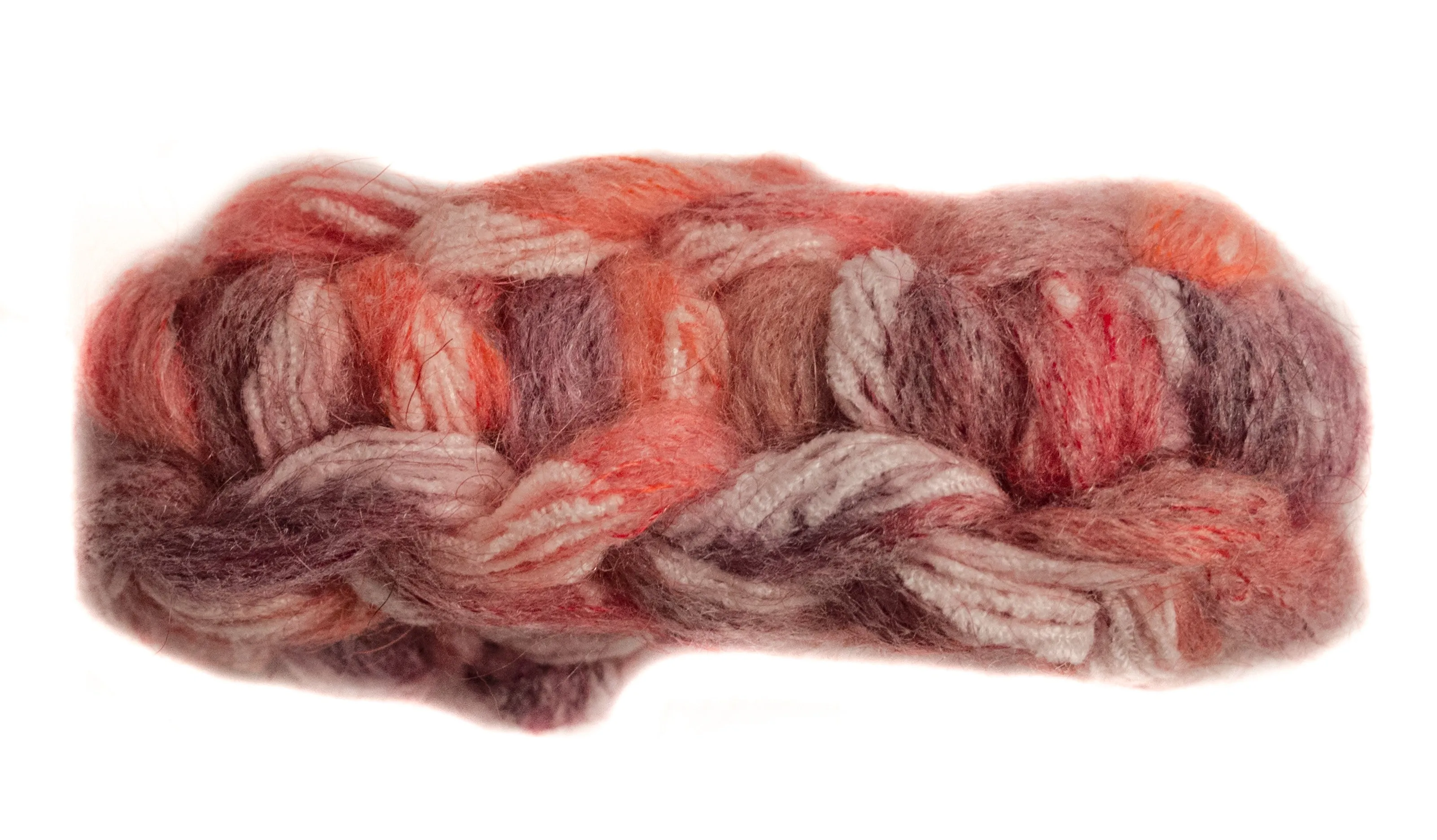 Knitted Woolen Scarf in Salmon and Purle Mix