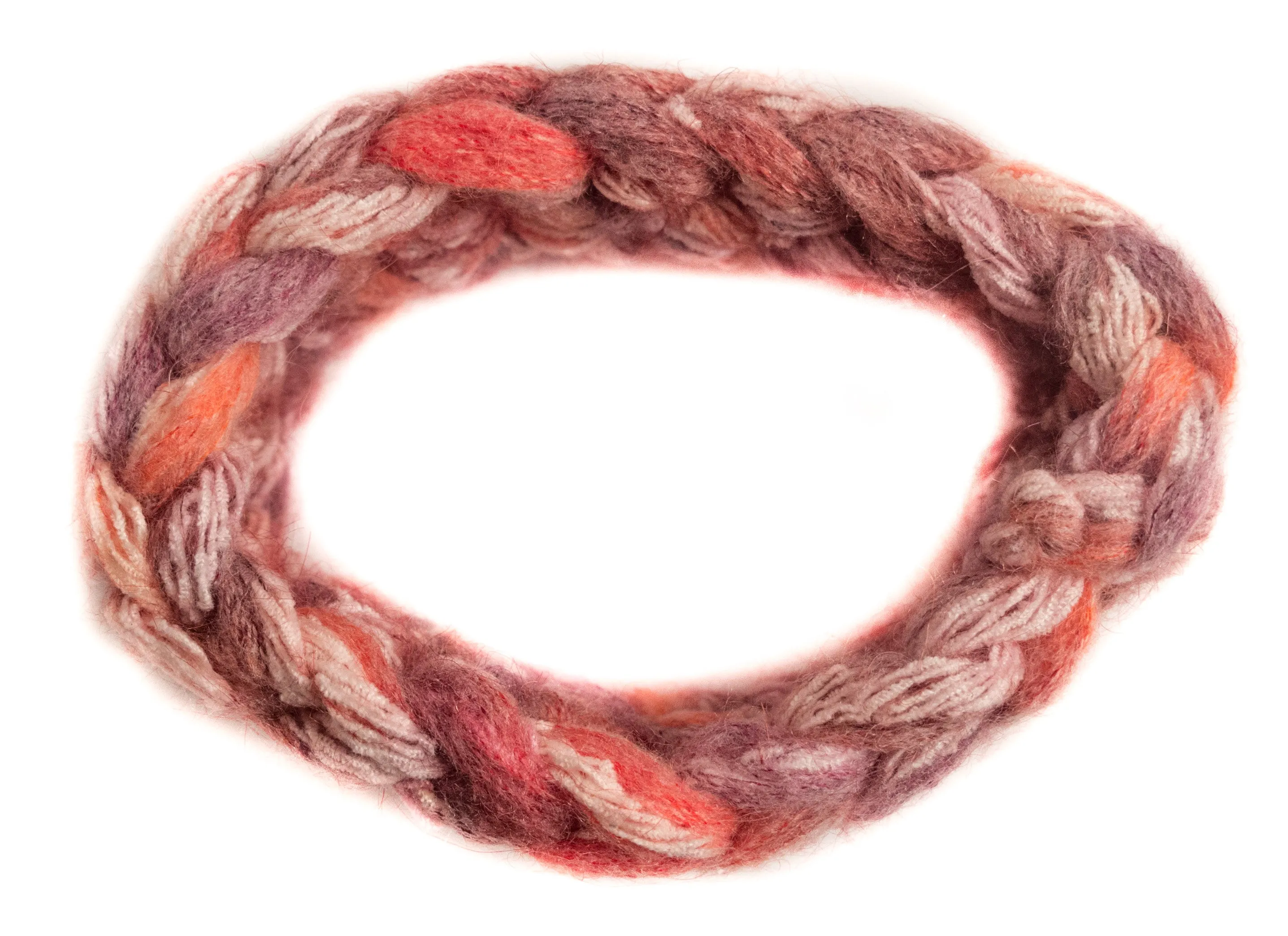 Knitted Woolen Scarf in Salmon and Purle Mix