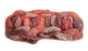 Knitted Woolen Scarf in Salmon and Purle Mix