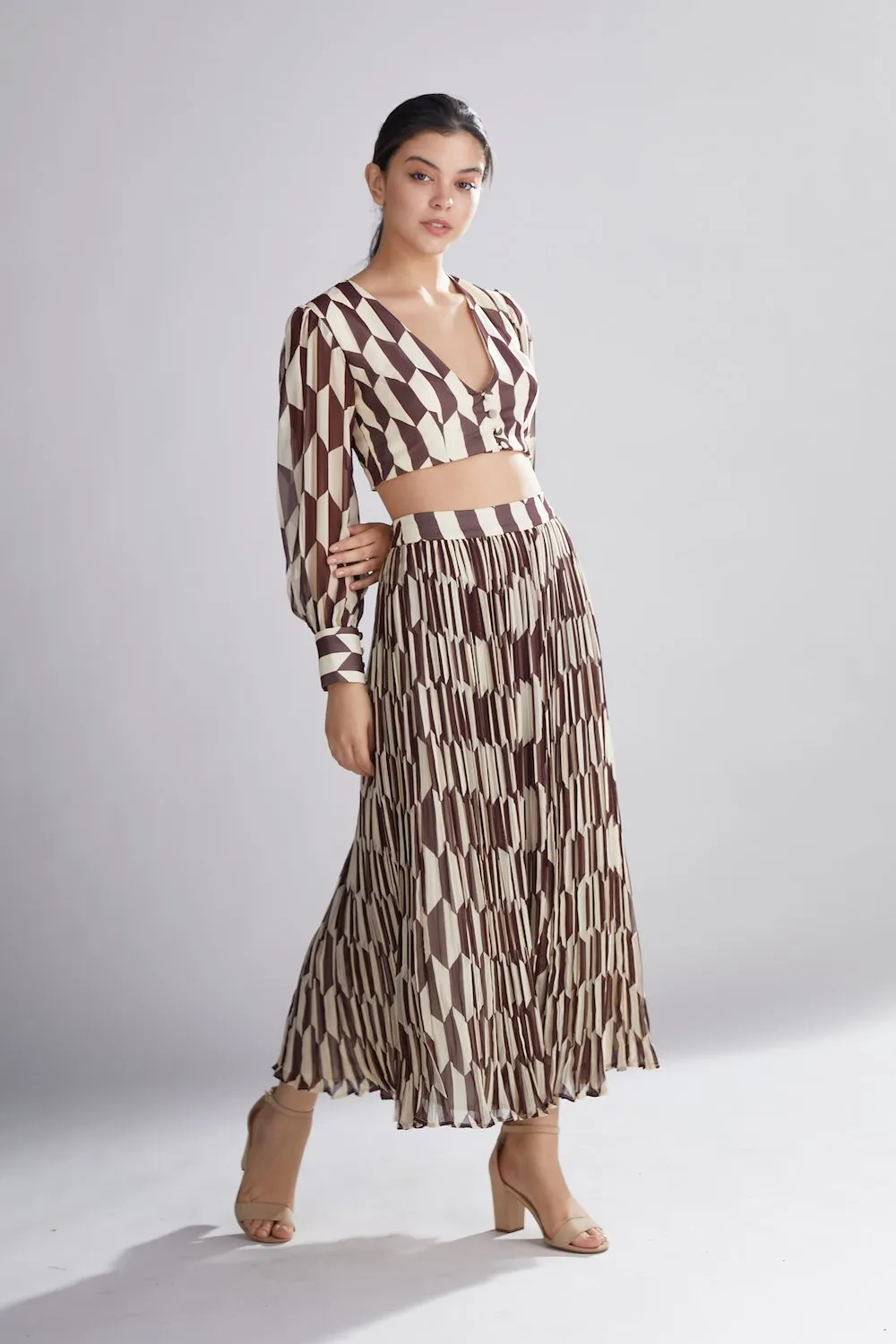 Koai   I   Geometric Brown And Cream Skirt