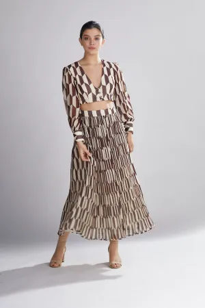 Koai   I   Geometric Brown And Cream Skirt