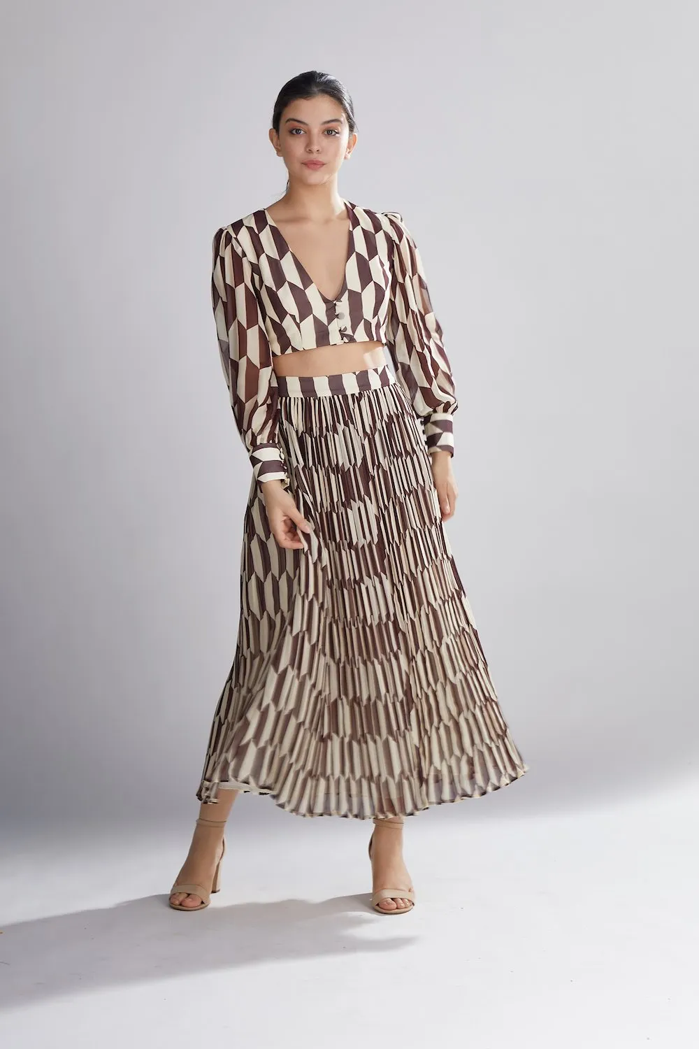 Koai   I   Geometric Brown And Cream Skirt