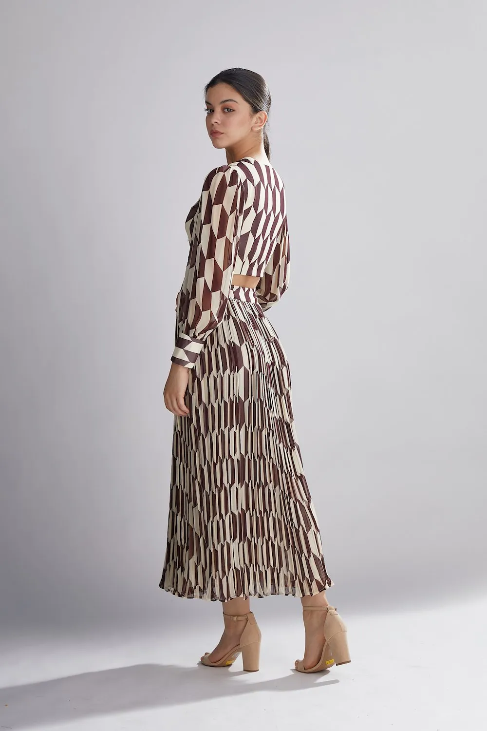 Koai   I   Geometric Brown And Cream Skirt