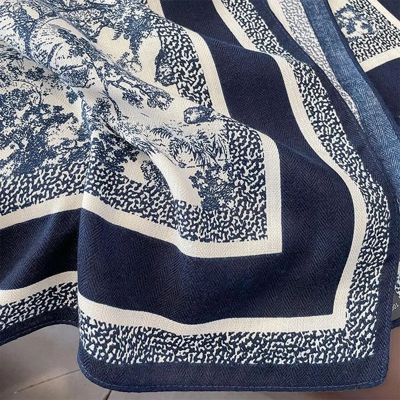 Korean Style Vintage Printed Scarf Scarf Fashion All-match 90 Square Scarf Imitation Sheep Wool Hand Scarf Tie Scarf For Women