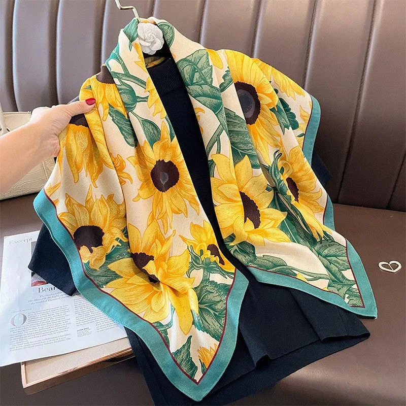 Korean Style Vintage Printed Scarf Scarf Fashion All-match 90 Square Scarf Imitation Sheep Wool Hand Scarf Tie Scarf For Women