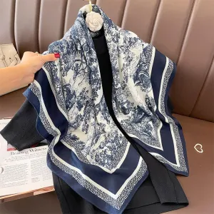 Korean Style Vintage Printed Scarf Scarf Fashion All-match 90 Square Scarf Imitation Sheep Wool Hand Scarf Tie Scarf For Women
