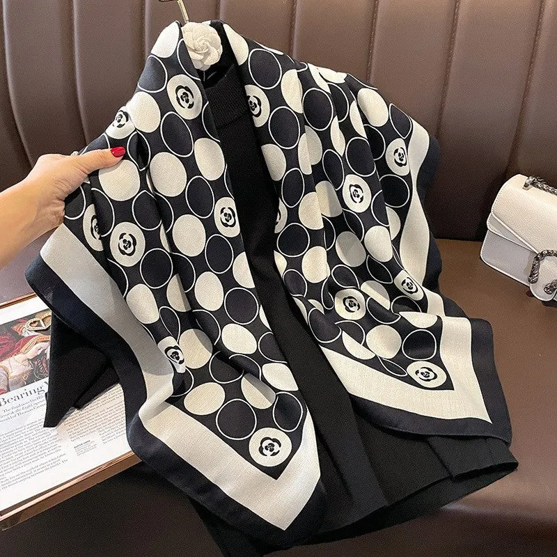 Korean Style Vintage Printed Scarf Scarf Fashion All-match 90 Square Scarf Imitation Sheep Wool Hand Scarf Tie Scarf For Women
