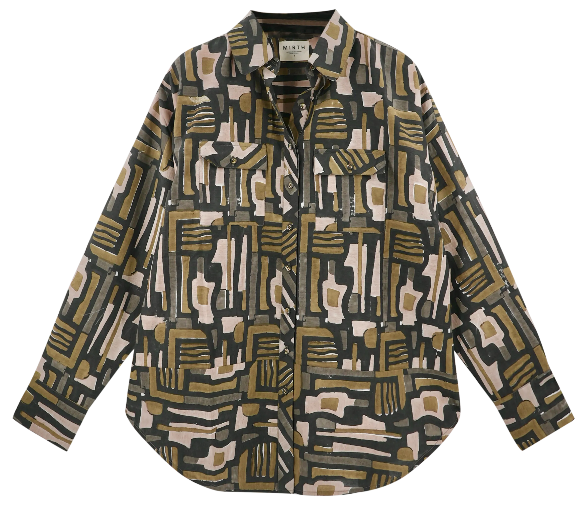 Kyoto Blouse in Olive Labyrinth