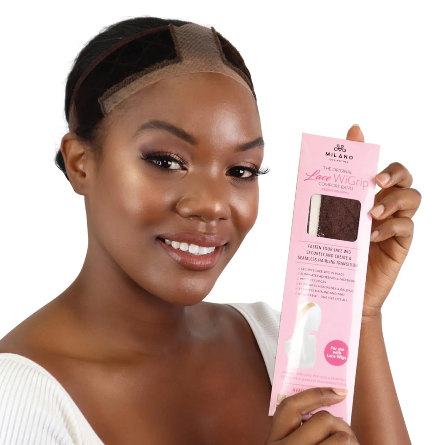 Lace Wigrip, Premium Lace Wig Band for Women, Fully Adjustable Wig Grip, Reinforced Swiss Lace by HAIRLINE, Secure Velvet Headband, Glueless, Chocolate Brown