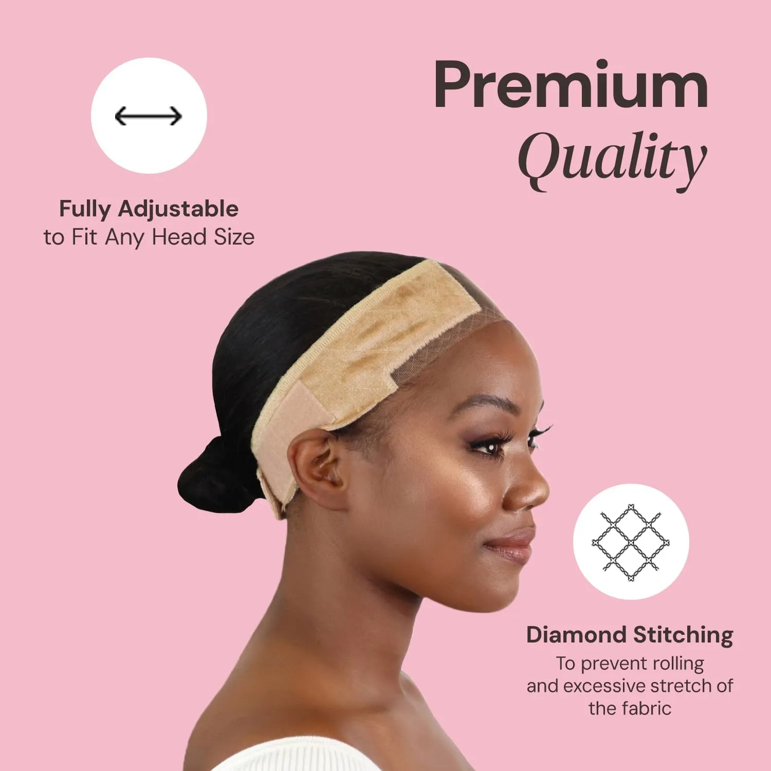 Lace Wigrip, Premium Lace Wig Band for Women, Fully Adjustable Wig Grip, Reinforced Swiss Lace by HAIRLINE, Secure Velvet Headband, Glueless, Chocolate Brown