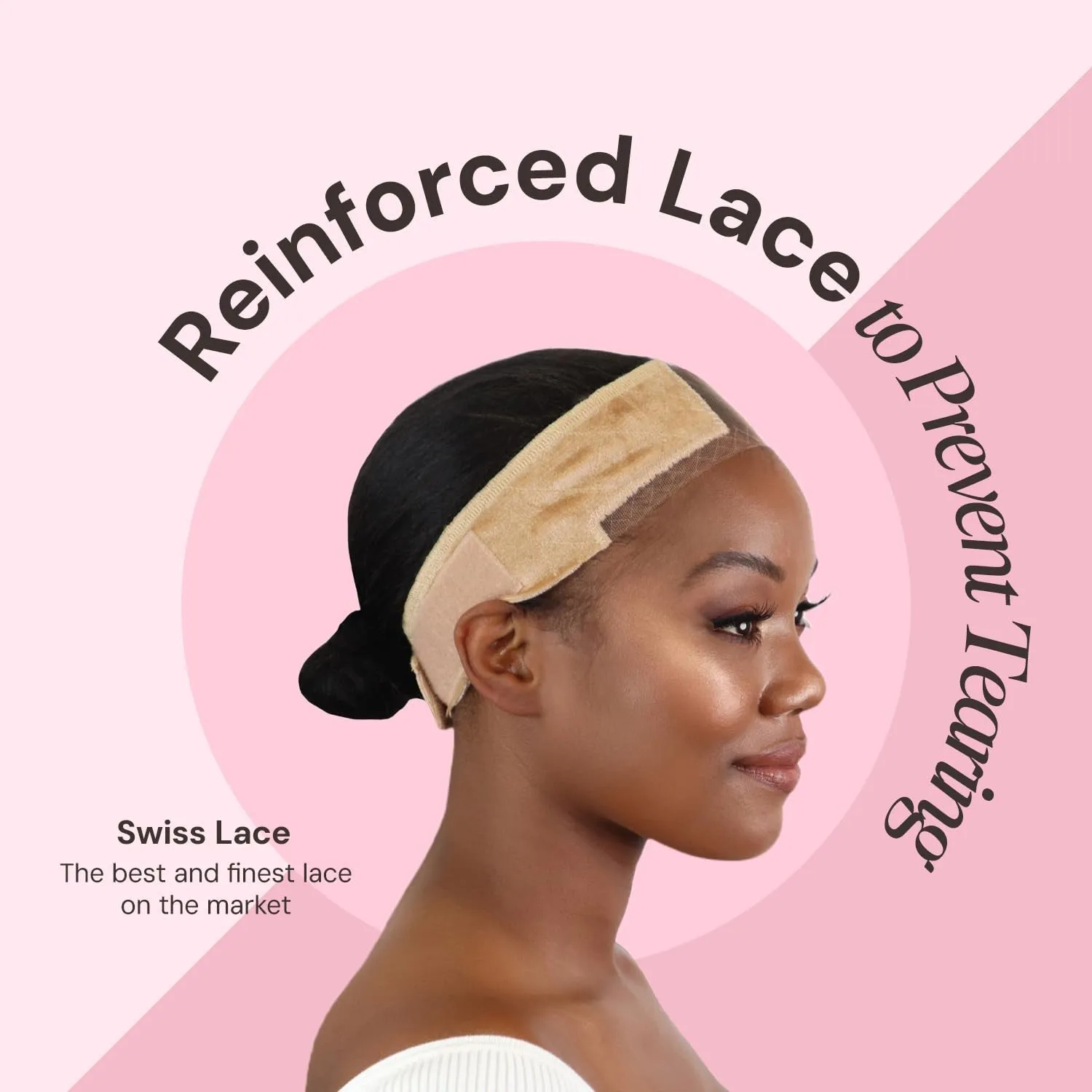 Lace Wigrip, Premium Lace Wig Band for Women, Fully Adjustable Wig Grip, Reinforced Swiss Lace by HAIRLINE, Secure Velvet Headband, Glueless, Chocolate Brown