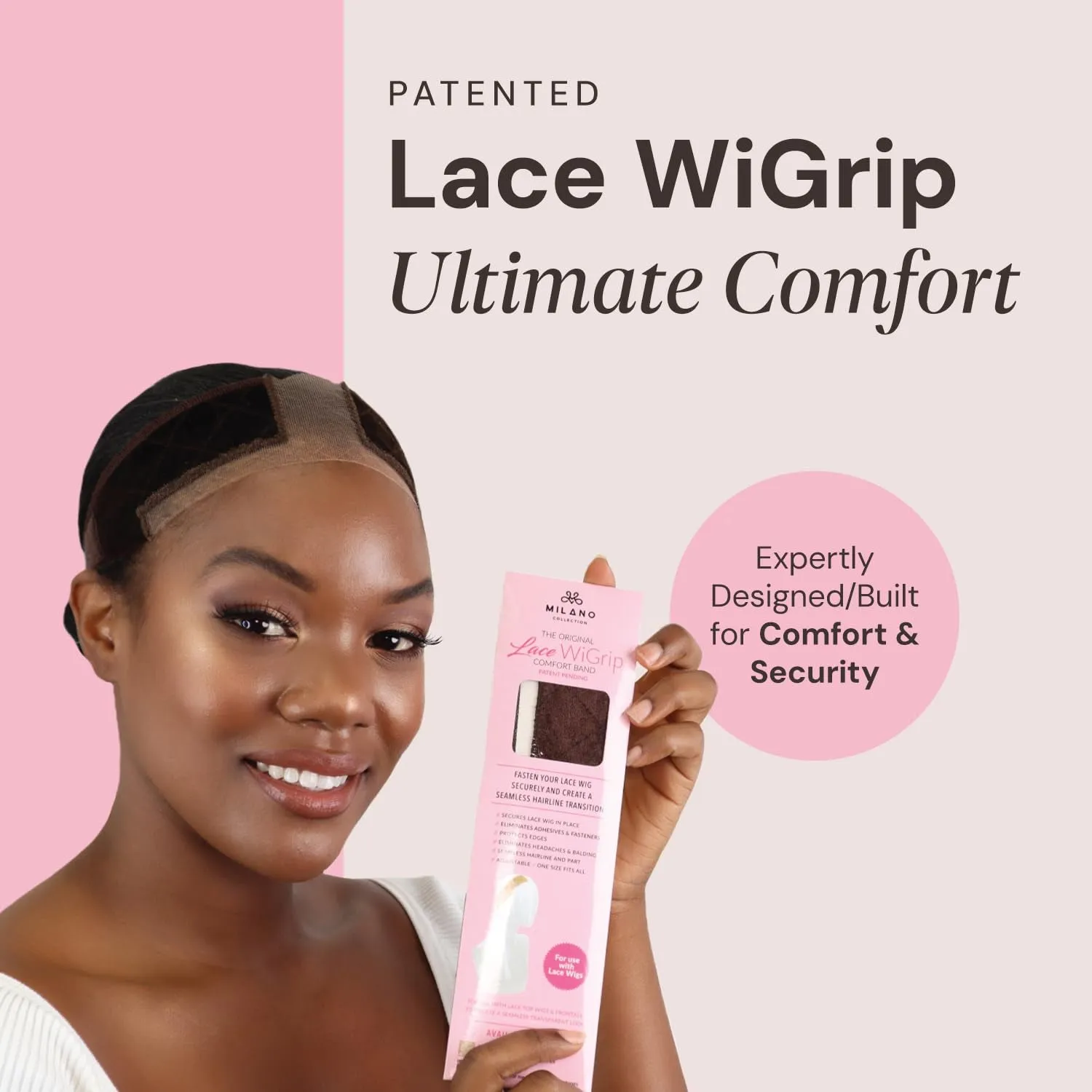 Lace Wigrip, Premium Lace Wig Band for Women, Fully Adjustable Wig Grip, Reinforced Swiss Lace by HAIRLINE, Secure Velvet Headband, Glueless, Chocolate Brown