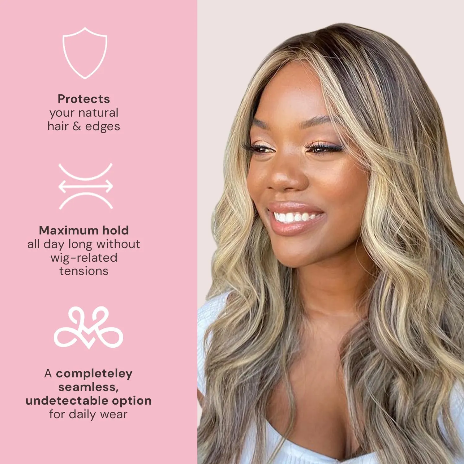 Lace Wigrip, Premium Lace Wig Band for Women, Fully Adjustable Wig Grip, Reinforced Swiss Lace by HAIRLINE, Secure Velvet Headband, Glueless, Nude