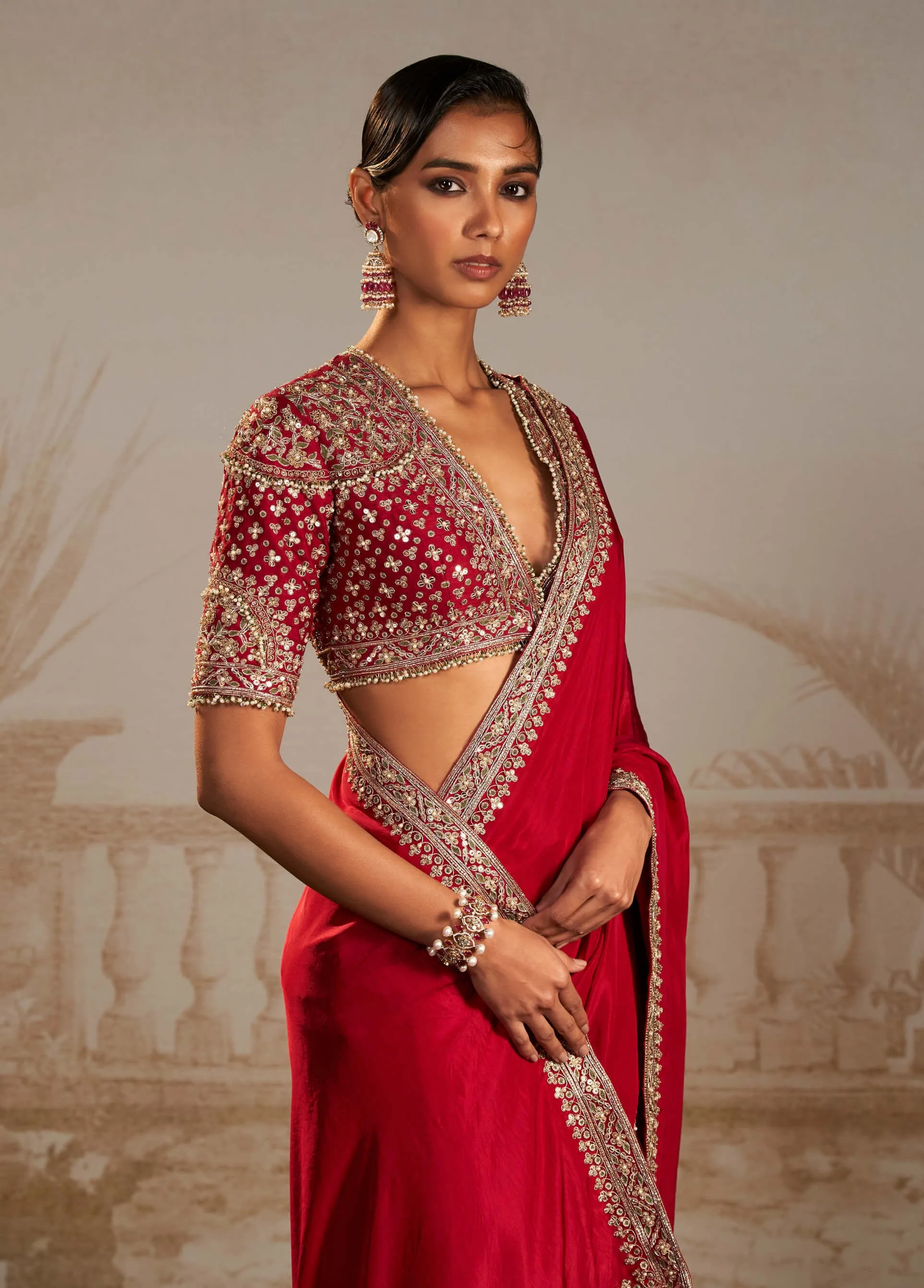 Lagan red sari set