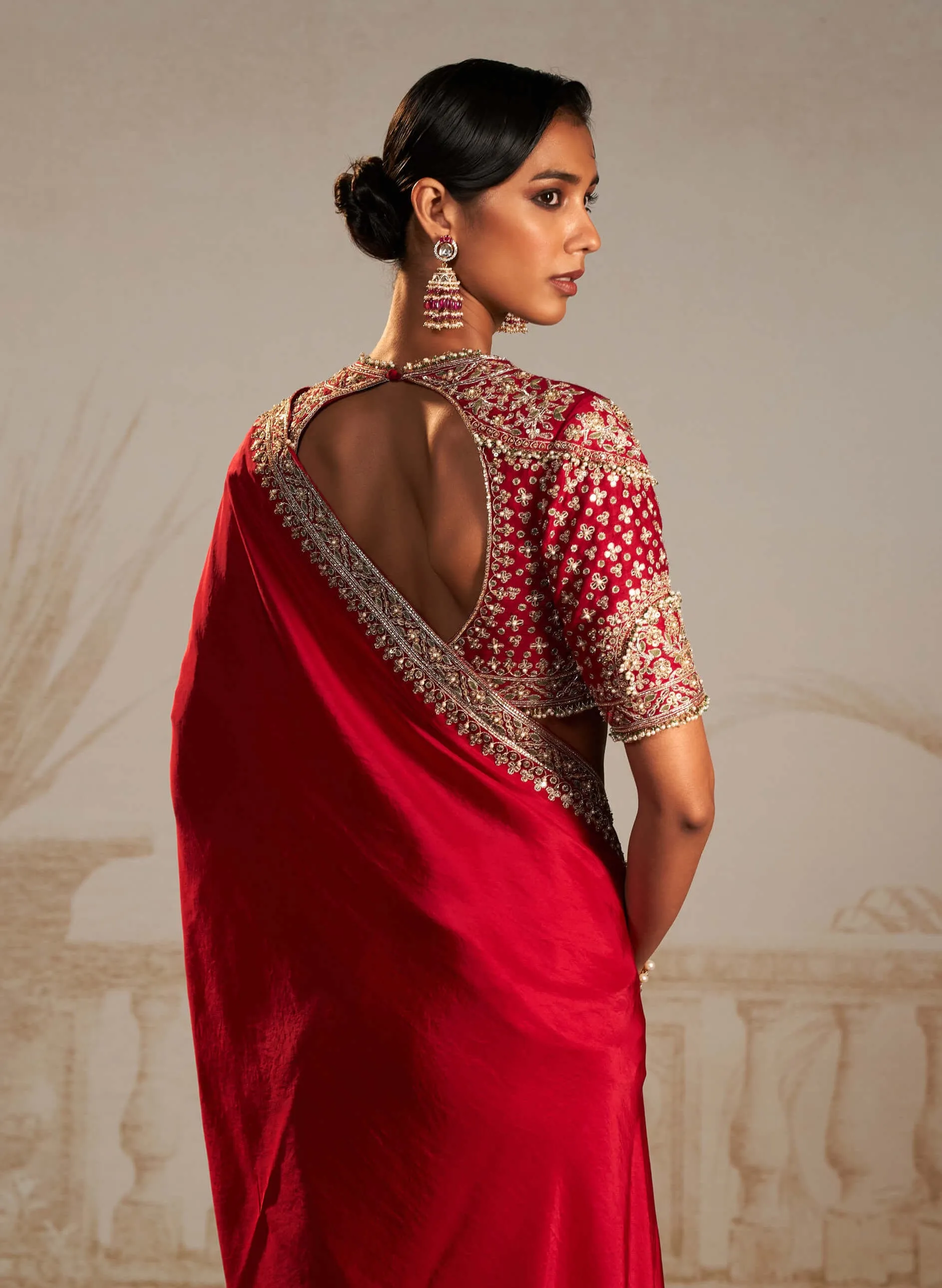 Lagan red sari set
