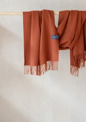 Lambswool Blanket Scarf in Rust Melange