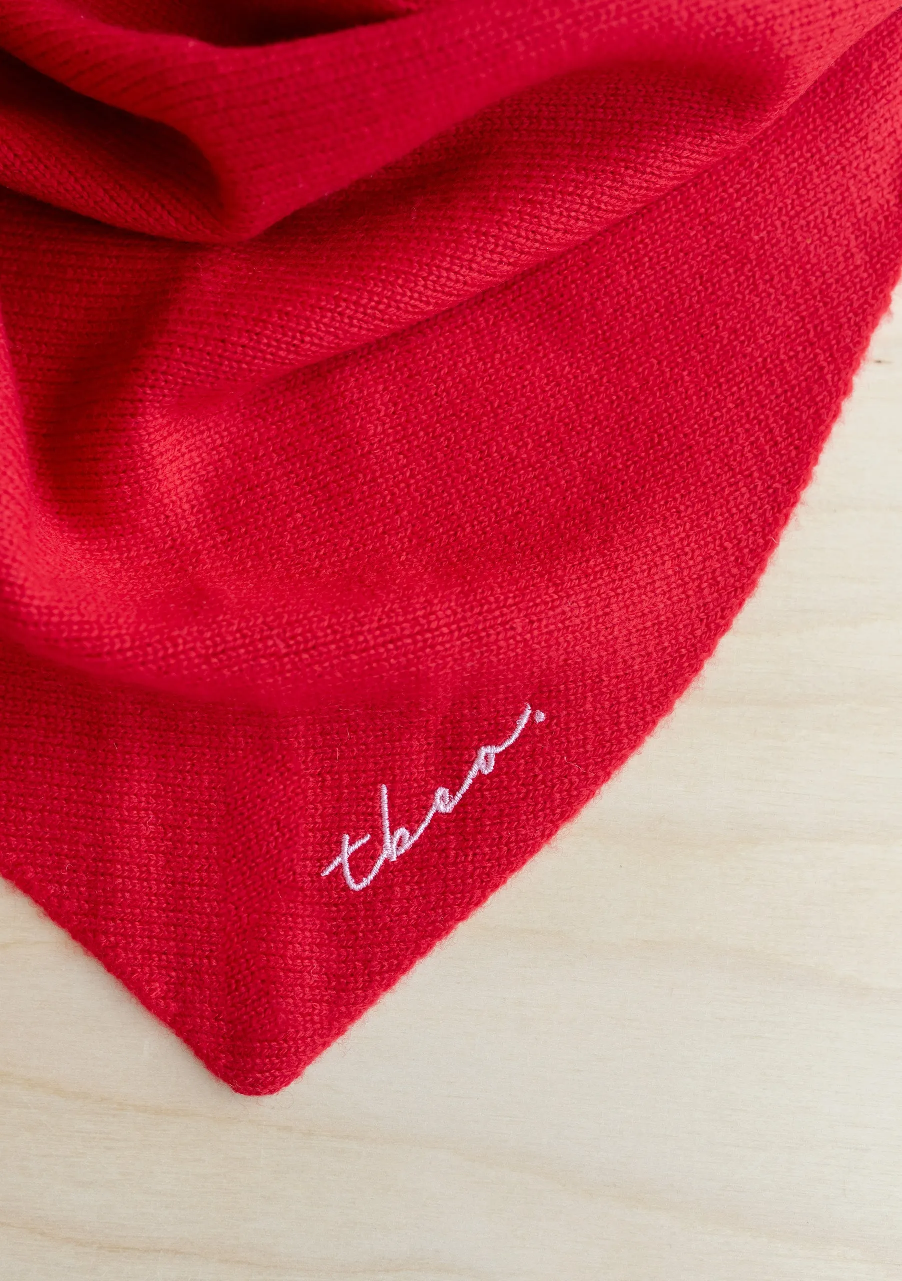 Large Merino Triangle Scarf in Red