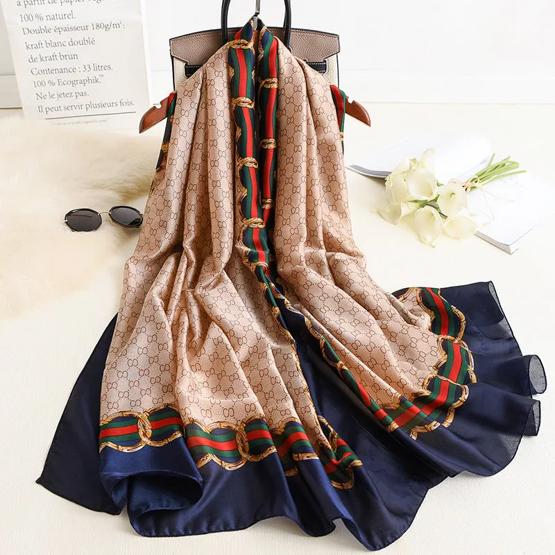 Latest printed brand  long muslim wrap scarves silk shawl