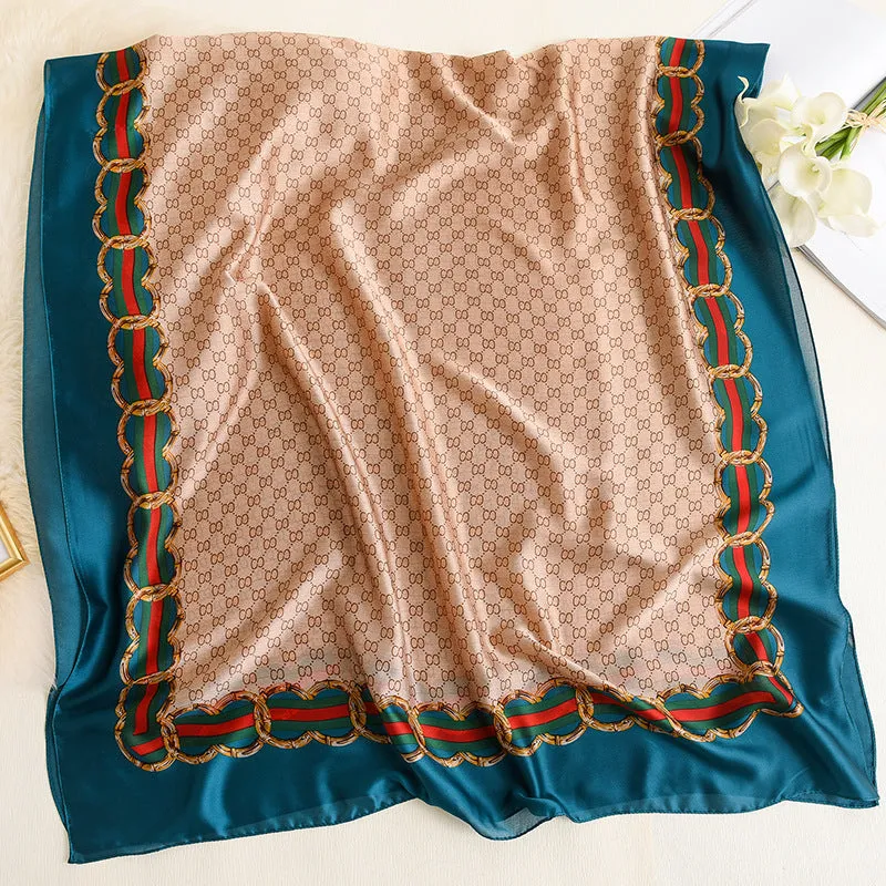 Latest printed brand  long muslim wrap scarves silk shawl