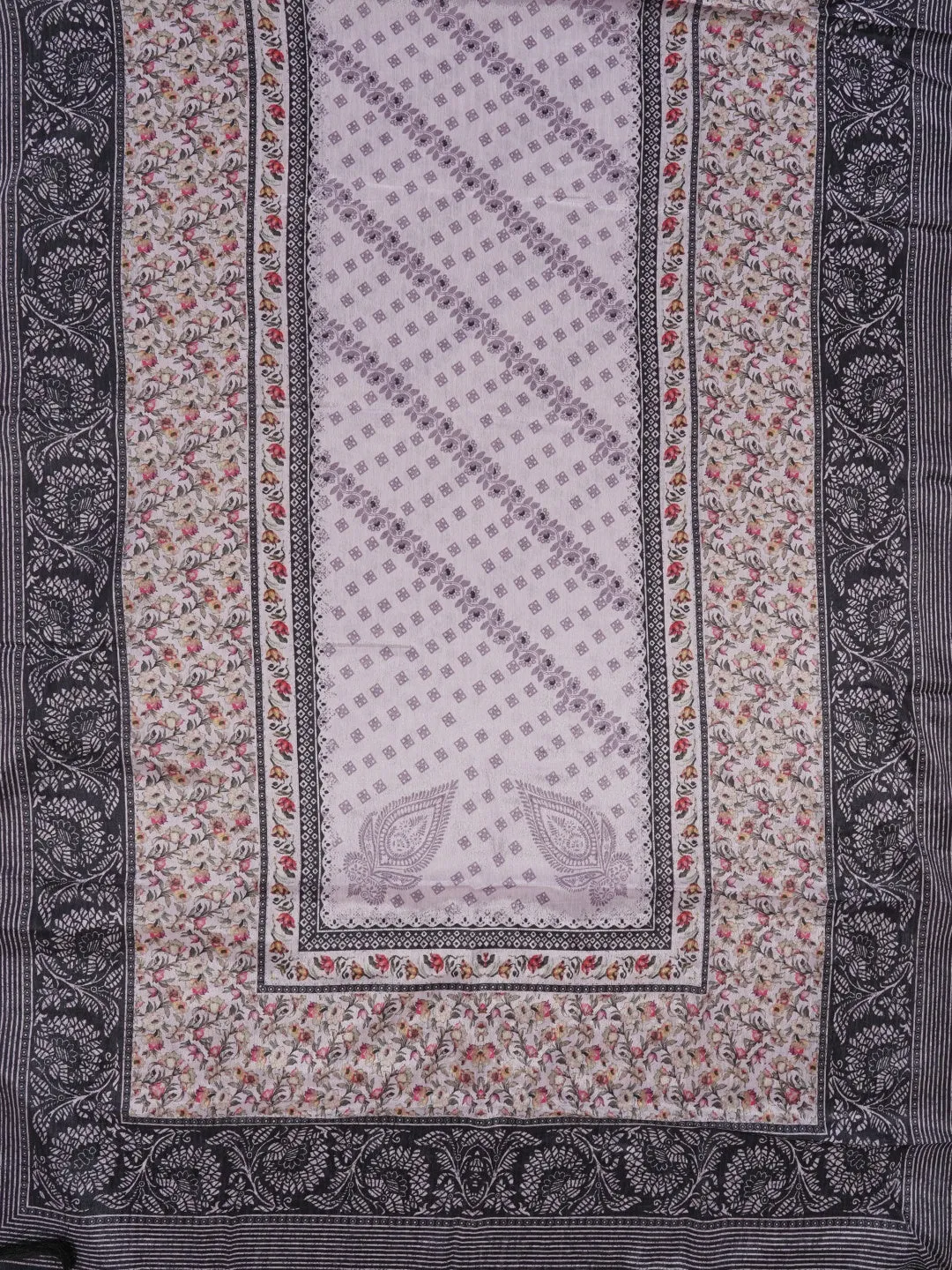 Lavender Embellished Pure Silk Dress Material with Dupatta