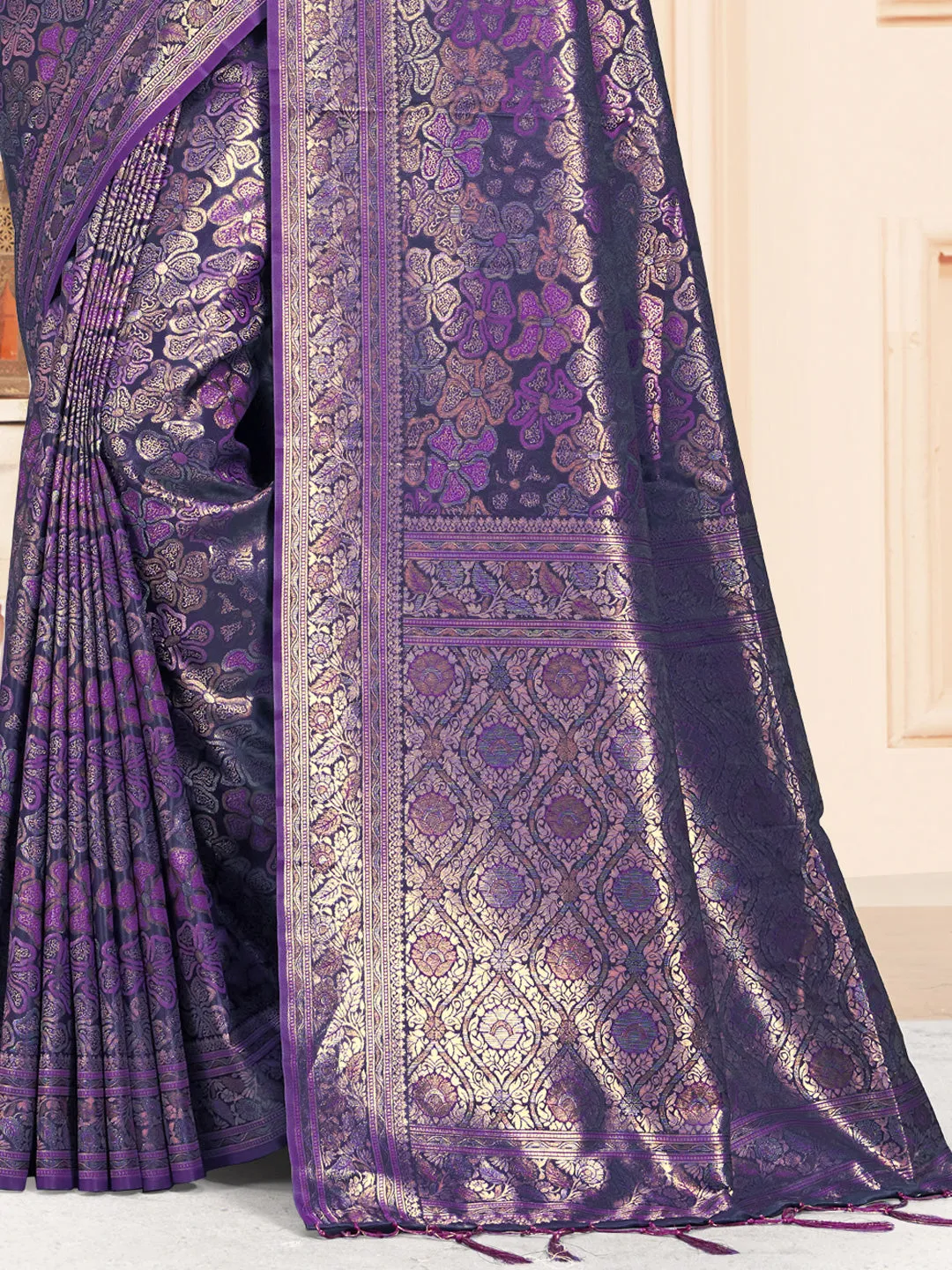 Lavender Satin Silk Saree