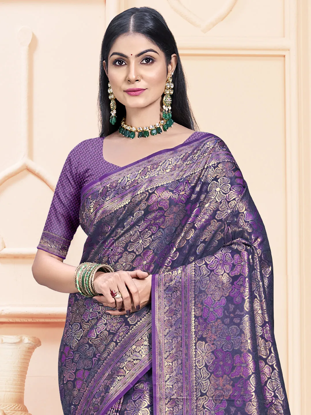 Lavender Satin Silk Saree