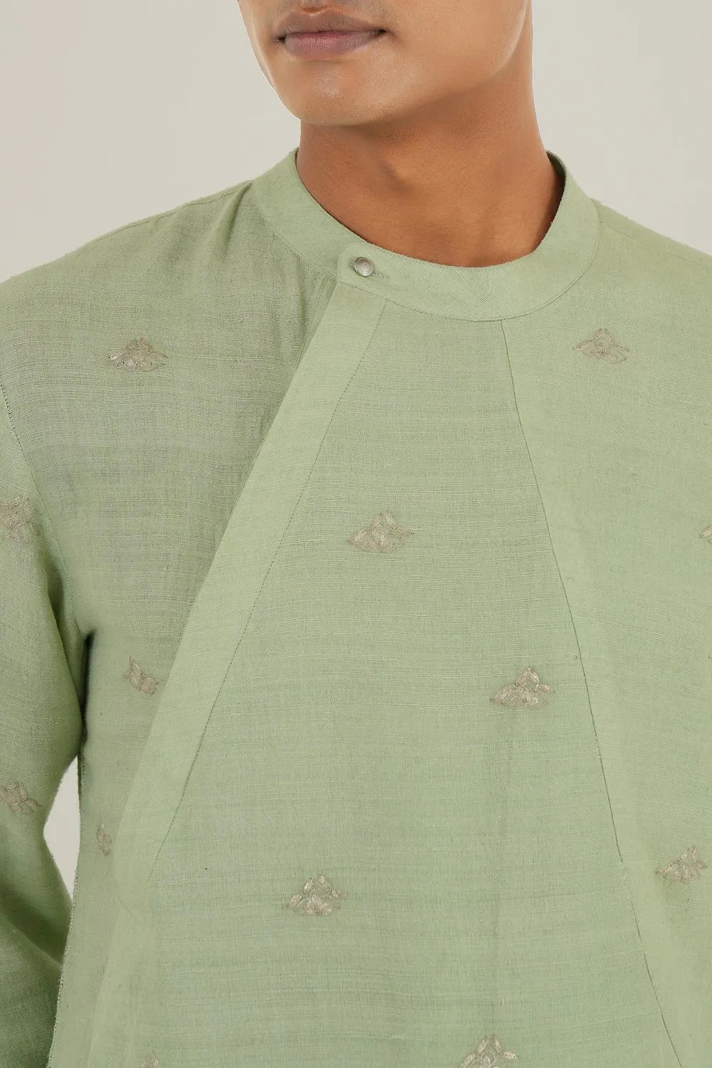 Layered Silk Kurta Set With Metallic Embroidery