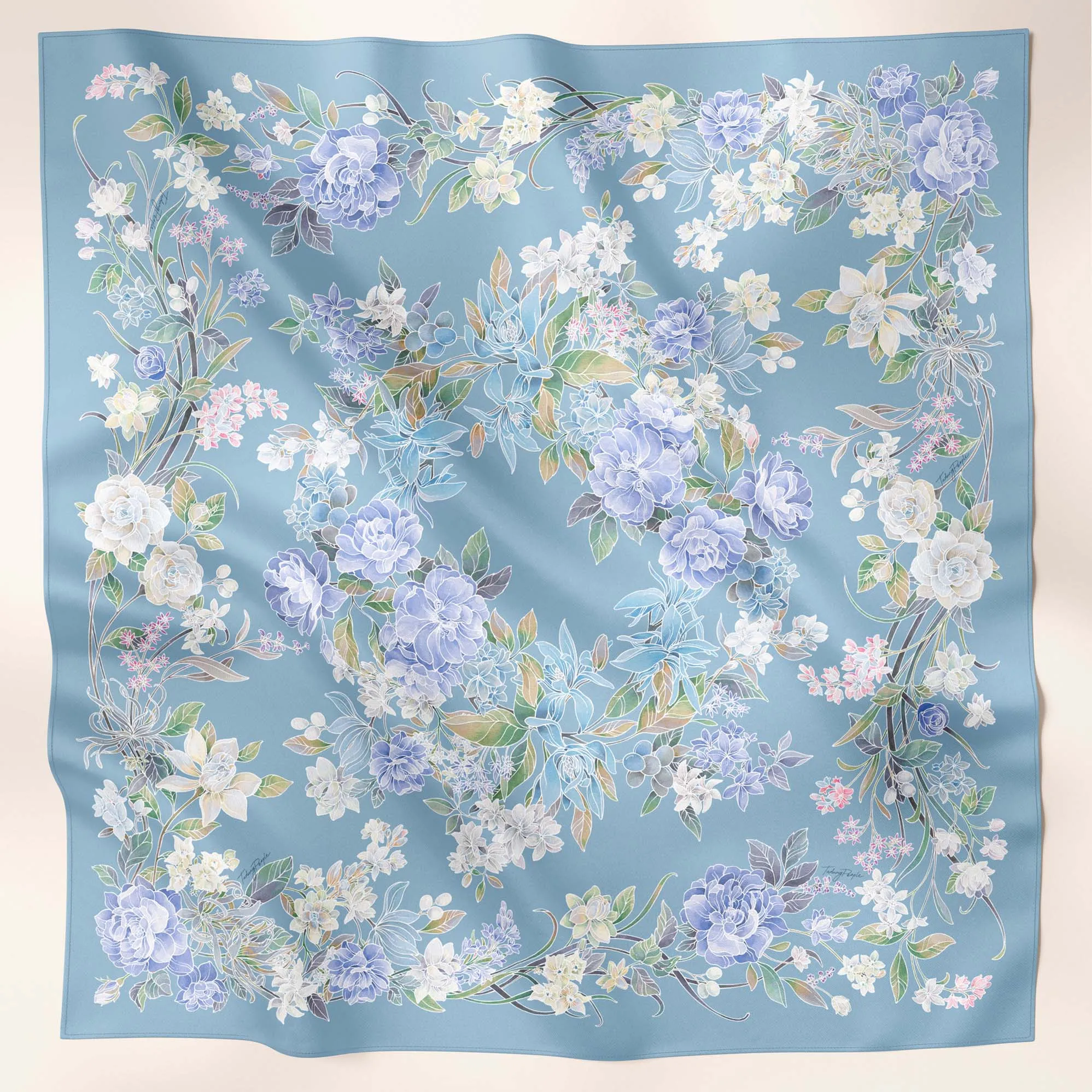 LE Batik Floral in Cerulean (SQ)