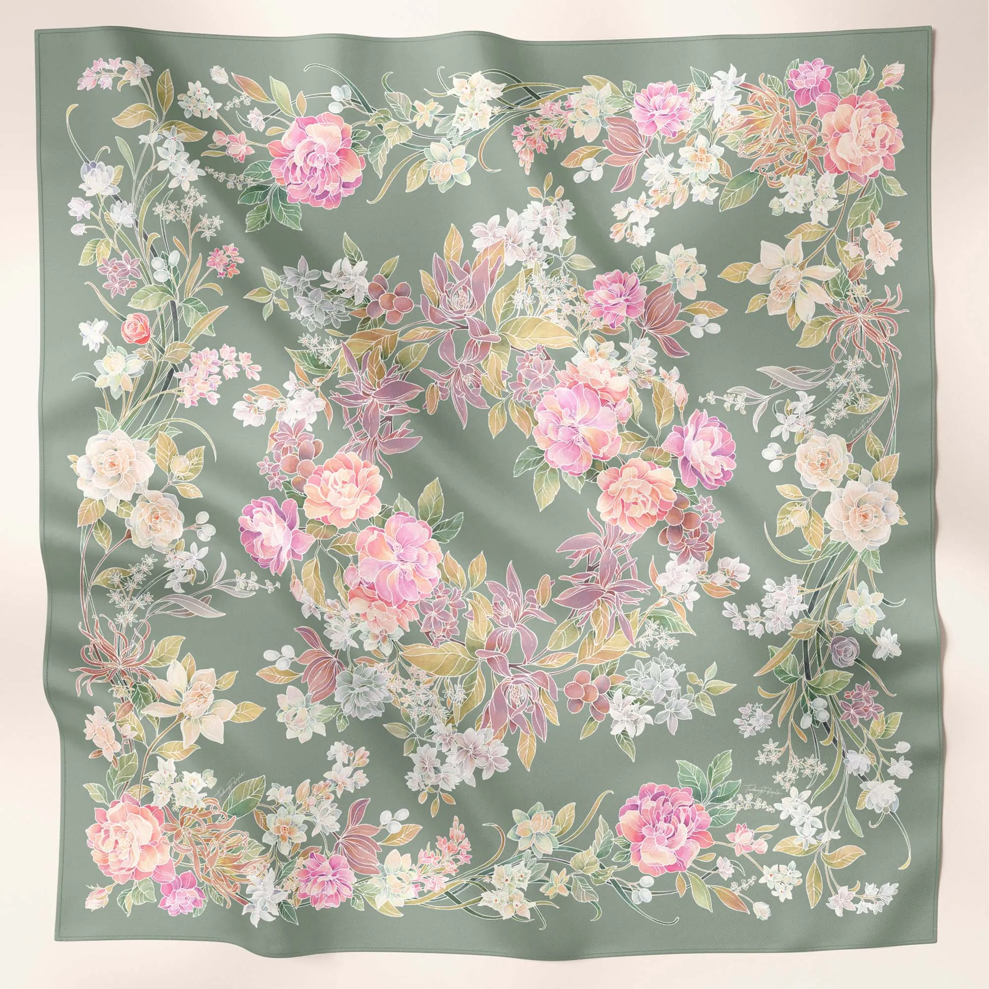 LE Batik Floral in Deep Sage (SQ)