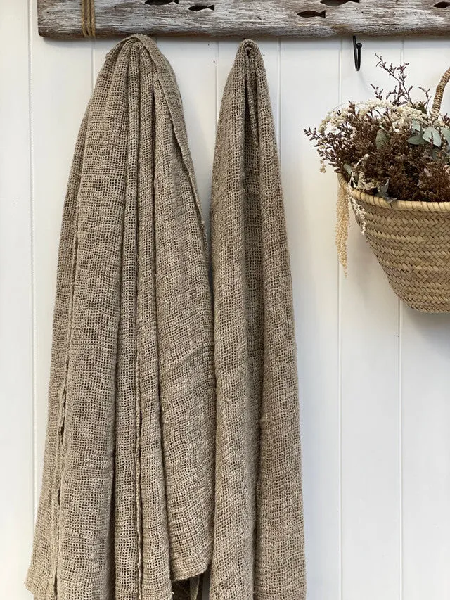 Leno Natural Knitted 100% Linen Throw/ Large Scarf