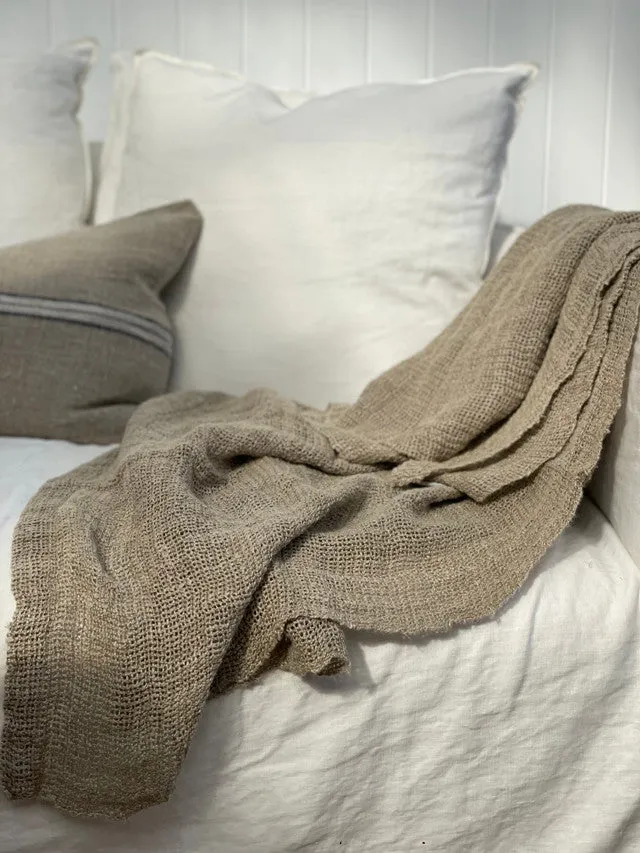 Leno Natural Knitted 100% Linen Throw/ Large Scarf
